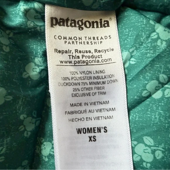 Womens Patagonia Green/teal and Yellow Puffer Vest - Picture 4 of 7